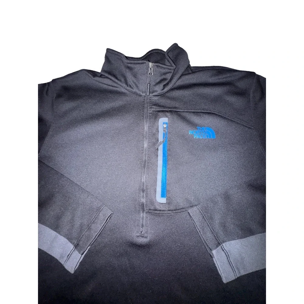 THE NORTH FACE Mens Black Blu 1/2 Zip Canyonlands Pullover Fleece Jacket Size XL
